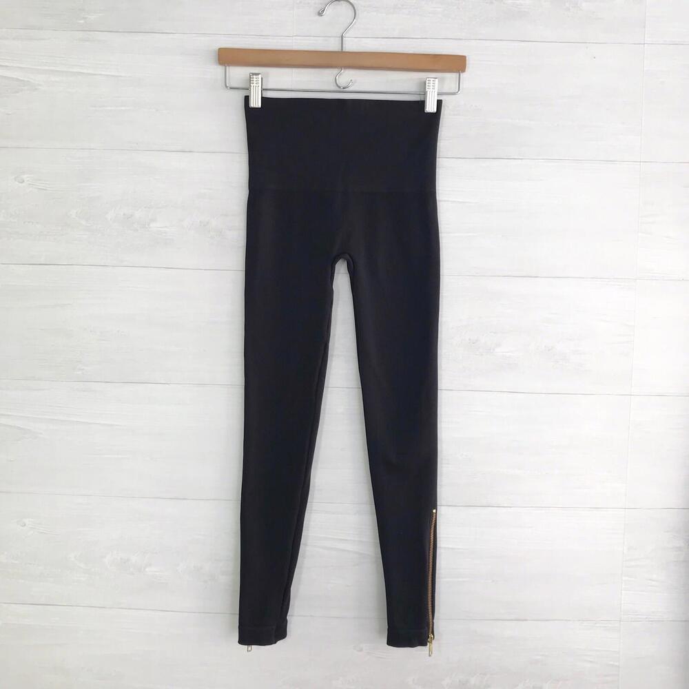 Spanx - Black zip pant hem legging pants, S